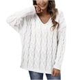 thumbnail image 1 of Mrat Pull à Col Rond pour Femmes, Manches Longues, Col Rond, Épaules Dénudées, Manches Évasées, Pull Décontracté, S-310 Blanc m, 1 of 5
