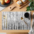 thumbnail image 2 of Grey Forest Placemats Set of 2, Modern Oil Painting Art Washable Wipeable Table Mats for Dining Tables, Indoor Outdoor Kitchen Place Mats for Holiday Party Table Decor, 2 of 9