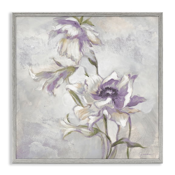 Stupell Industries Shabby Chic Purple Curling Petals Gray Framed Giclee Art, 24 x 24, by Liz Jardine