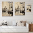 thumbnail image 4 of Designart "Reflections in Monochrome Grey Canal Mood III" Cityscapes Print on Natural Pine Wood, 4 of 5