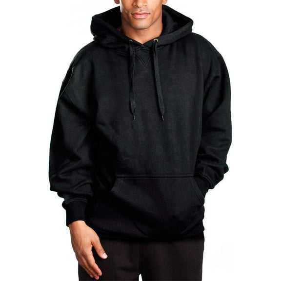 Pro 5 Mens Heavy Weight Fleece Pullover Hoodie,Black,Small