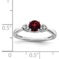 thumbnail image 2 of 925 Sterling Silver Polished Rhodium Plated Diamond and Garnet Round Ring Size 6 2mm Wide Ring for Women, 2 of 2