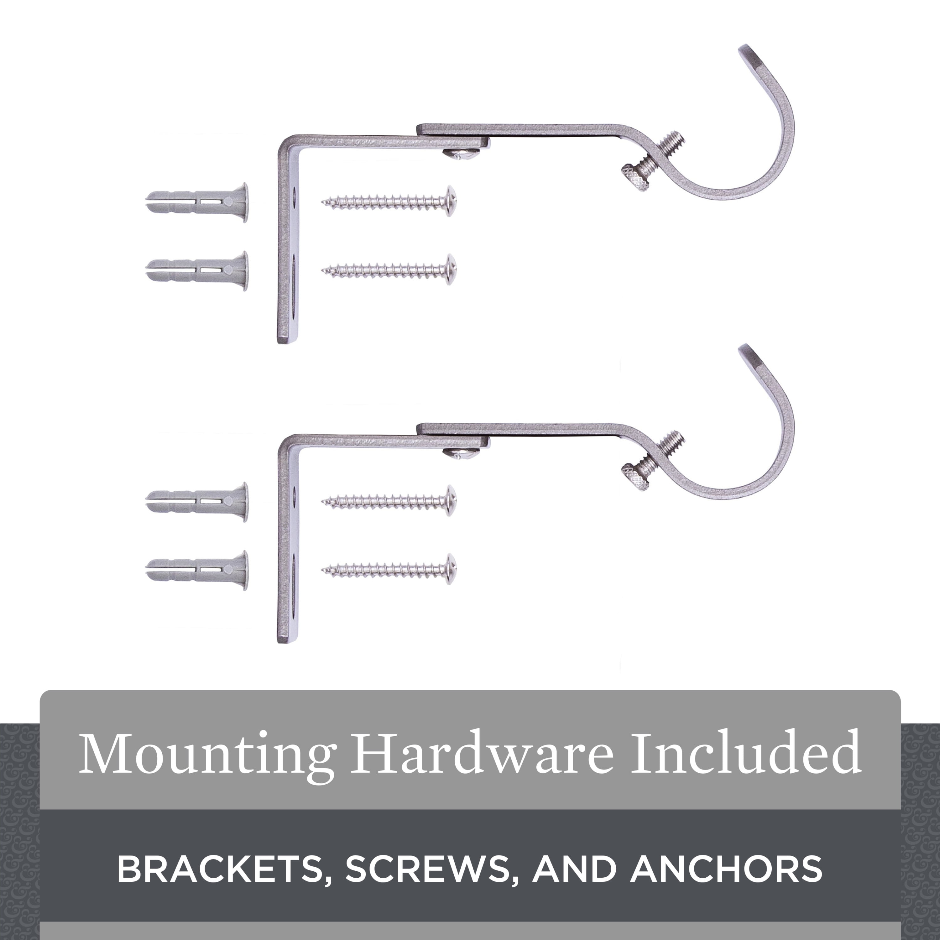 Better Homes & Gardens Metal Adjustable Curtain Rod Brackets in Pewter Gray, 3/4 to 1 Inch Diameter