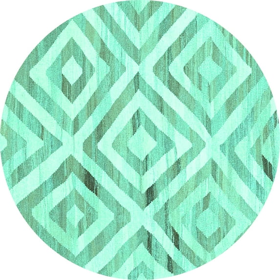 Ahgly Company Indoor Round Southwestern Turquoise Blue Country Area Rugs, 4' Round