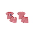 thumbnail image 2 of Cenuakty Toddler Little Baby Boys Patriotic Outfits  6M 12M 18M 24M 2T 3T 4T Ice Cream Embroidery Striped Short Sleeves T-Shirt and Shorts Set for 2 Piece Clothes, 2 of 9
