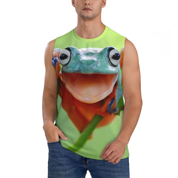 Balery Flying Frog On Branch Camisetas sin mangas para hombre, absorbe la humedad y protege contra el mal olor.-XX-Large