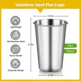 thumbnail image 5 of 4 Pcs Stainless Steel Cup 500ml/16 oz, Premium Stainless Steel Tumblers, Shatterproof Metal Drinking Glasses Stackable, Reusable Drinking Cups for Indoor Outdoor Hiking Party Camping（Silver), 5 of 9