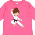thumbnail image 4 of Inktastic Karate Girl, Cute Girl, Black Belt, Brown Hair Girls Long Sleeve Toddler T-Shirt, 4 of 5