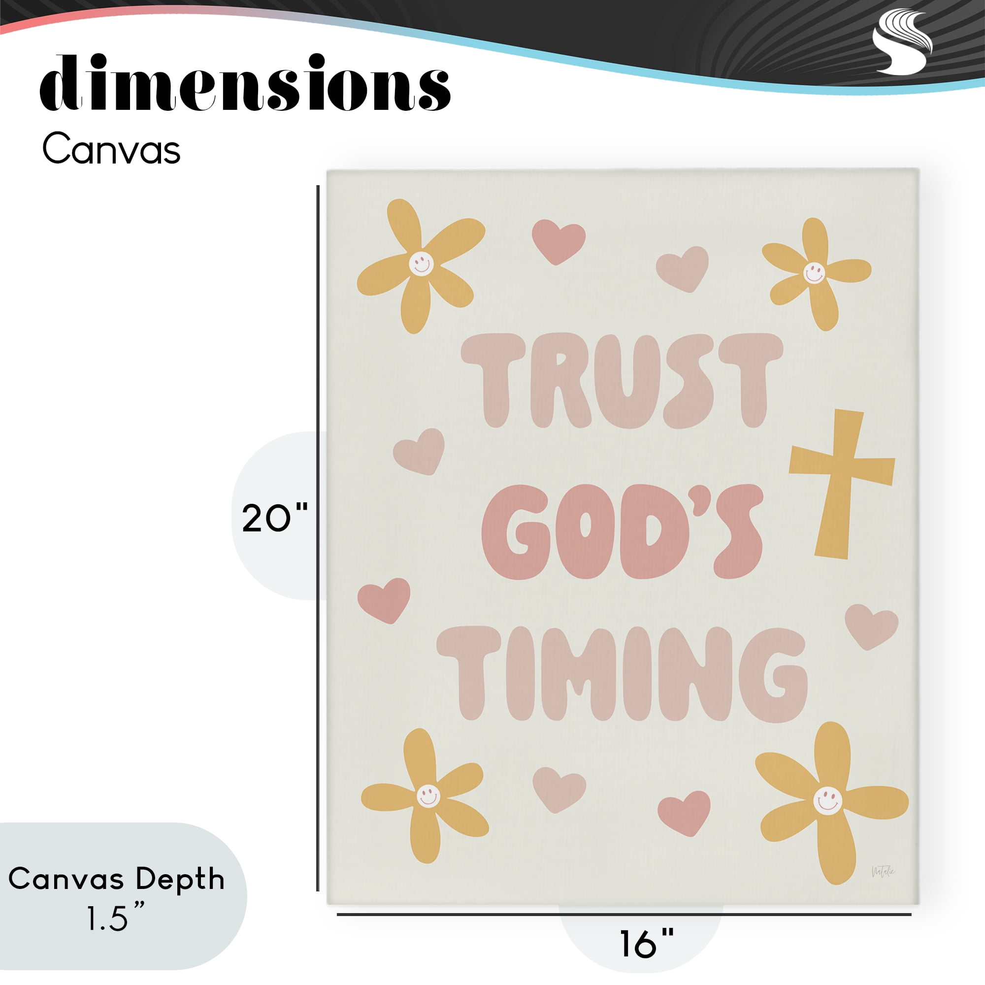 Stupell Industries Retro Trust God's Timing Canvas Wall Art, design by Natalie Carpentieri