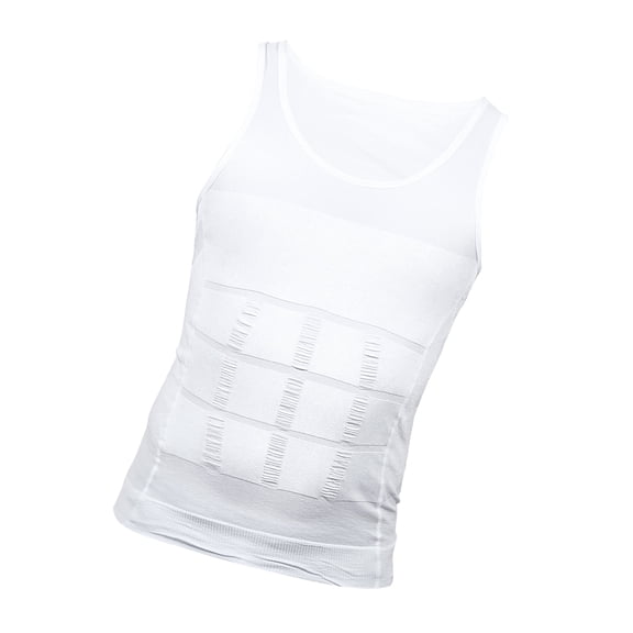 OQRKI Men Body Slimming Tummy Shaper Control Underwear Stretch Shapewear Waist Trainer Girdle Shirt Nylon Xxxl White