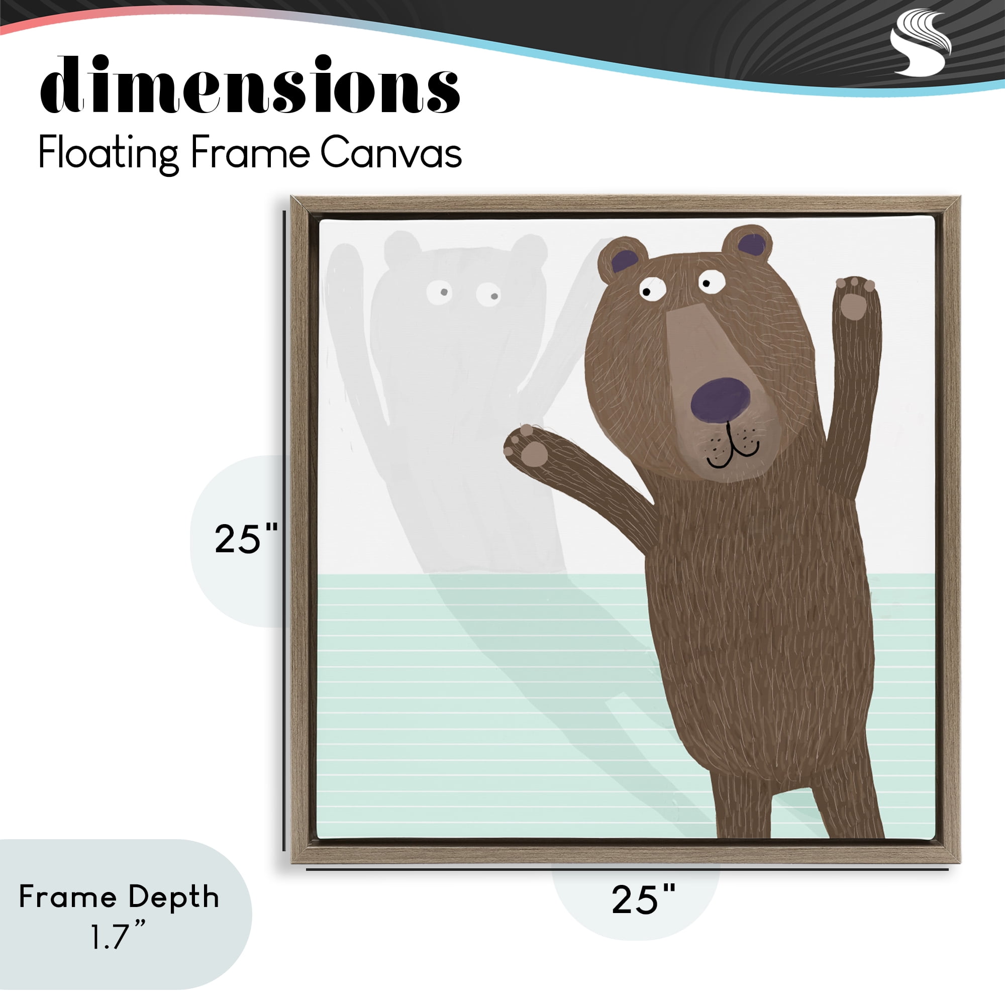 Stupell Industries Whimsical Bear Shadow Brown Framed Floater Canvas Wall Art, design by Carla Daly