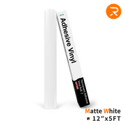 HTVRONT Matte White Permanent Vinyl,12" x 5FT Matte White Adhesive Vinyl Roll for Cricut, Silhouette, Cameo Cutters, Signs, Scrapbooking, Craft, Die Cutters (Matte White)