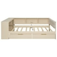 thumbnail image 6 of Euroco Wood Full Size Platform Bed with Desk and Shelves, Drawers and USB Charging, Cream, 6 of 13