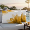 thumbnail image 4 of Orange Outdoor Waterproof Pillow Covers, Boho Modern Floral Abstract Ombre Leaf White Decorative Rectangle Throw Pillowcase Sofa Cushion Sham for Patio/Couch/Chair, 20"x12" 2 Pack, 4 of 8