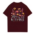 thumbnail image 2 of NAMTYQX T Shirts for Women Loose Fit Light Patterned Casual Scoop Neck Plus Size mit Print Short Sleeve Breathable Spring Tops for Women 2025 Wine Size S, 2 of 4