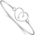 thumbnail image 1 of Sterling Silver Rh Plated White Ice .06Ct. Diamond Heart Bangle Bracelet (7 X 23) Made In India qw230, 1 of 5