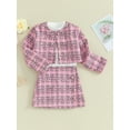 thumbnail image 2 of Faithtur Girls Skirt Outfits Solid Color Ribbed Tops Plaid Button Coat and Mini Skirt Set 3 Piece Autumn Clothes for Party, 2 of 9