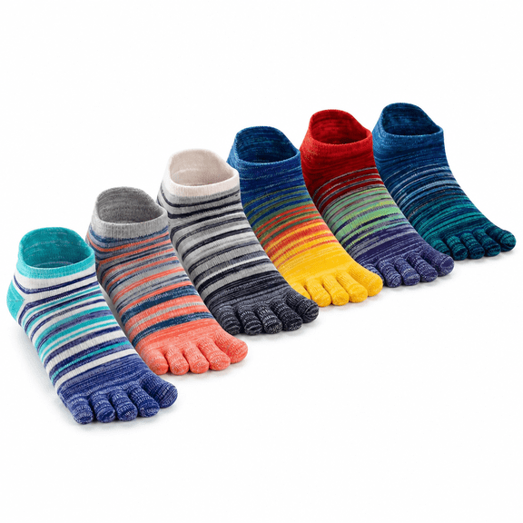 FLORNIX Cotton Toe Socks for Women Men,Walking Ankle Five Toe Socks Multicolor 6 Pairs Small Size