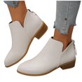 thumbnail image 2 of JUSLIO Winter Boots for Women,Chunky Heel Boots Pointed Toe Ankle Boots Low Heels Solid Color Zipper Plus Size Boots, 2 of 9