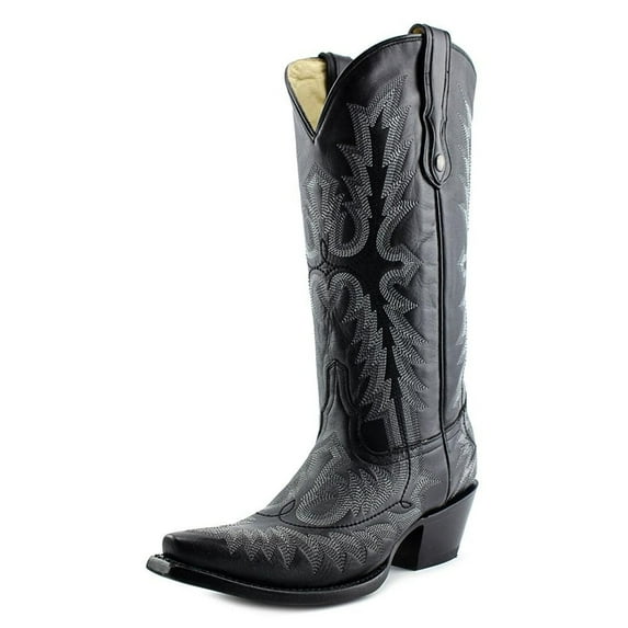 CORRAL Women's Picasso Black Full Stitch Snip Toe Cowgirl Boots G1911 (6 B(M) US)