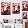 thumbnail image 4 of Designart "Romantic Pink Portrait Of A Cow" Animals Cow Floater Framed Canvas Prints, 4 of 5