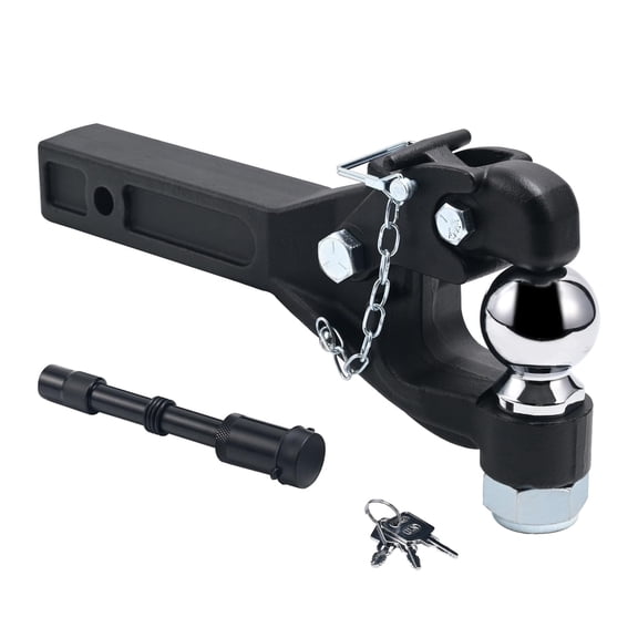 Pintle Hitch 15 ton with 2-5/16 Inch Hitch Ball Suitable for 2 Inch Pintle Hitch Receiver and Hitch Receiver Pin Lock Black Powder Coat 33000LB