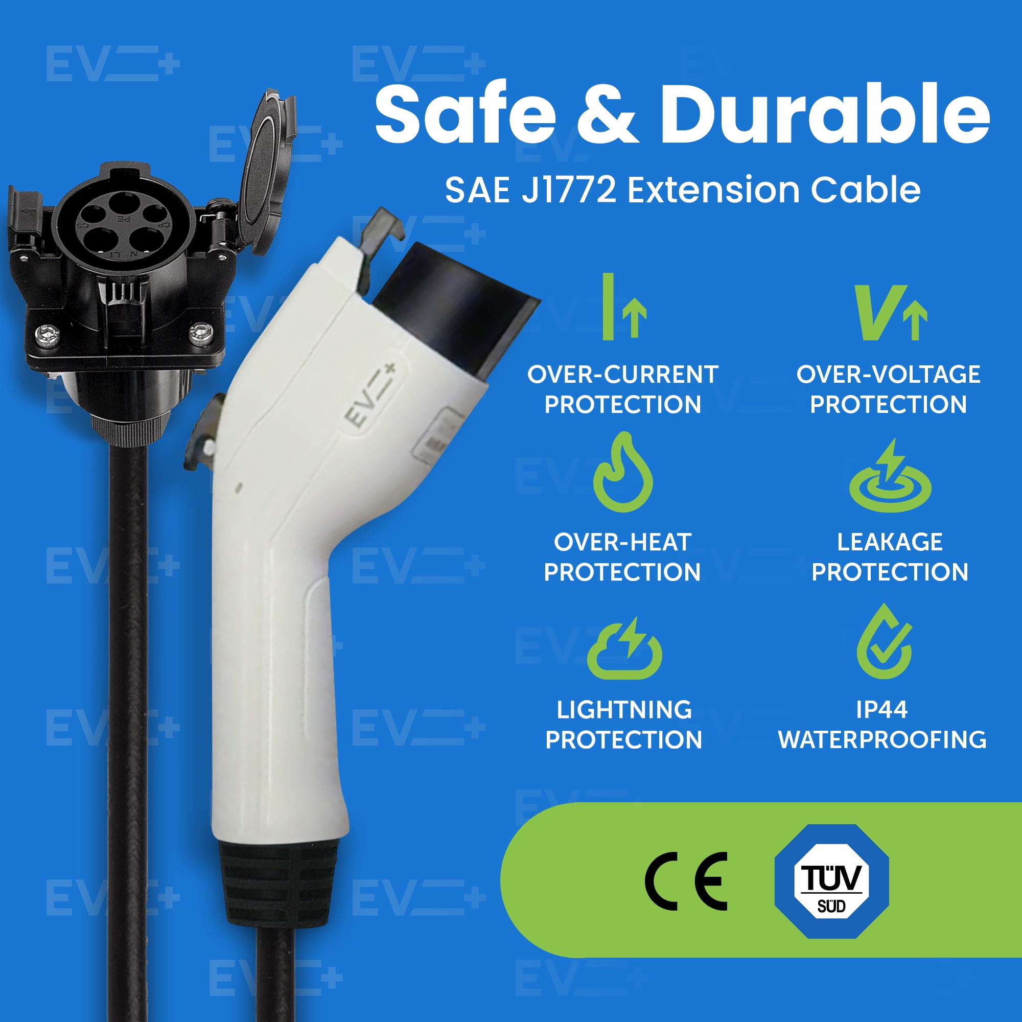 EV cable extension lead Type 2 to Type 2, 10 or 20 meters long