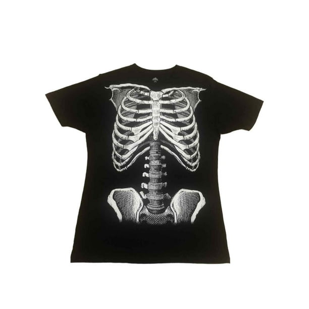Way To Celebrate Mens Black Skeleton Rib Cage Spine Halloween Graphic T Shirt Costume Walmart Com Walmart Com