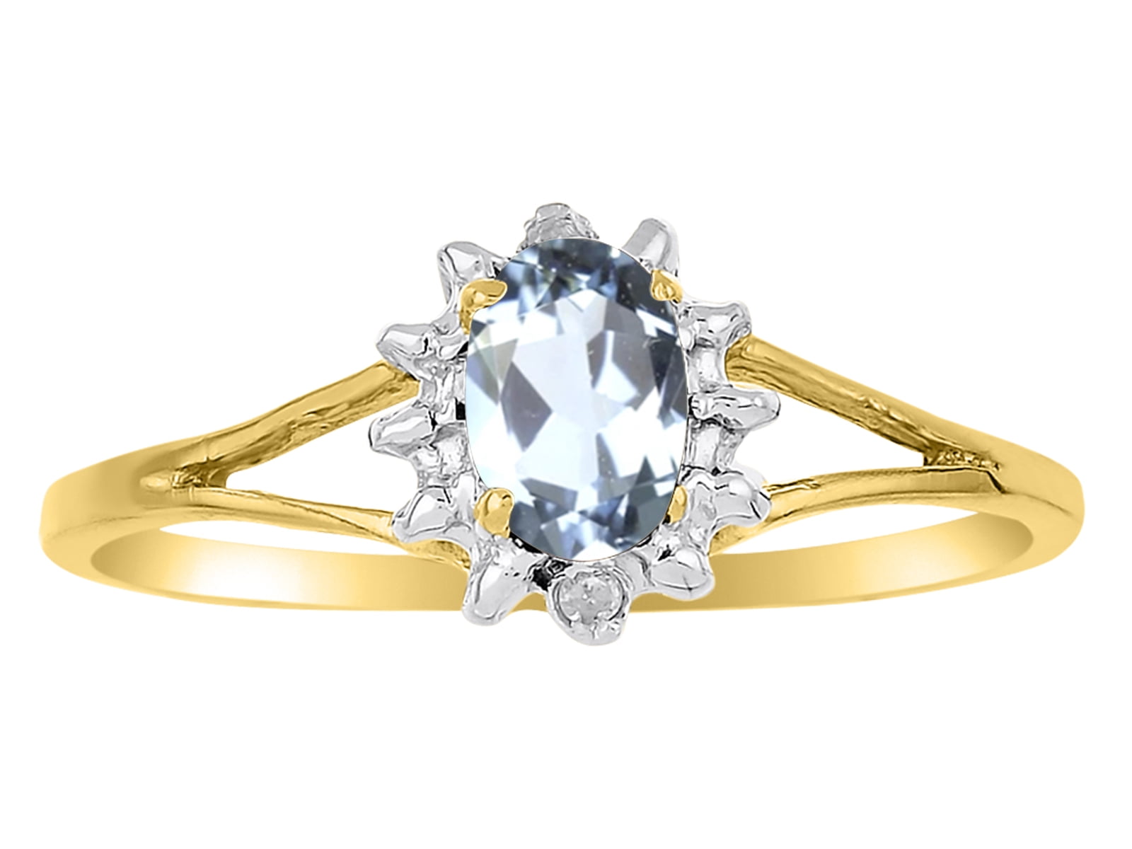 March Birthstone RYLOS Simply Elegant Beautiful Aquamarine & Diamond Ring 