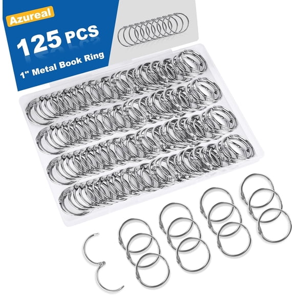 125 Pack Loose Leaf Binder Rings, 1 inch Small Binder Rings, Index Card Rings, Metal Nickel Plated Book Rings for School, Home, Office - Silver