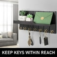 thumbnail image 4 of Decorative Key and Mail Holder for Wall, Rebee Vision Key Rack Mail Organizer with Shelf and 7 Key Hooks, Black, 4 of 6