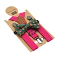 thumbnail image 3 of Conjunto de tirantes con pajarita para niños, tirantes elásticos, prácticos tirantes de esmoquin para niños Rosa roja, 3 of 9