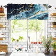 thumbnail image 3 of Abstract Marble Texture Valances for Windows Blue Gold Modern Art Rod Pocket Curtain Valance Window Treatment Short Curtains for Kitchen Living Room, 60"x18", 3 of 5