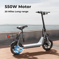 thumbnail image 6 of YareYi JS3 Foldable Electric Scooter for Adults with Seat, 650W Peak Adult Electric Scooter with Basket, 20 MPH, 20-Mile, UL 2272 Certified, 6 of 8