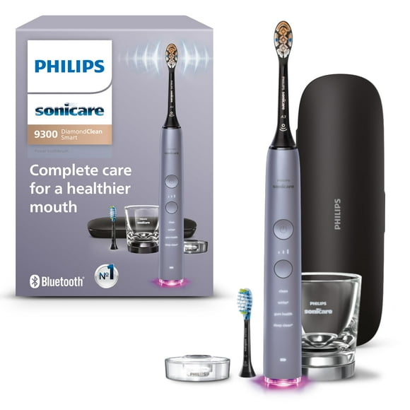 Philips Sonicare DiamondClean Smart 9300 Cepillo de Dientes Eléctrico, Cepillo de Dientes Sónico con App, Sensor de Presión, Detección del Cabezal, 4 Modos de Cepillado y 3 Niveles de Intensidad, Gris