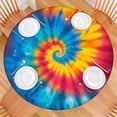 thumbnail image 2 of Colorful Rainbow Tie Dye Spiral Pattern Round Fitted Tablecloth with Elastic Edge,Dining Table Cover Waterproof,Outdoor Round Tablecloth for Camping,Dining,Indoor and Outdoor, 2 of 7