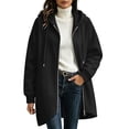 thumbnail image 2 of IUYRTFE Women's Hooded Zip Up Mid Length Sweatshirt Jacket with Pockets Casual Relaxed Fit Coat, 2 of 9
