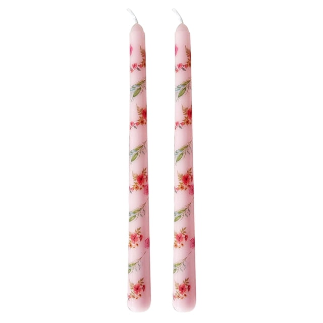 Yhmxh Home Decor French Long Rod Printing Candle Romantic Wedding Valentine's Day Long Rod Party Birthday Candle Welcome Home Decorations Spring Decor