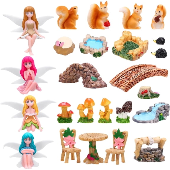 Bililiart Fairy Garden Accessories, Garden Decor for Outside for DIY Terrarium Potted Plants Dollhouse Desk Decor, 25Pcs