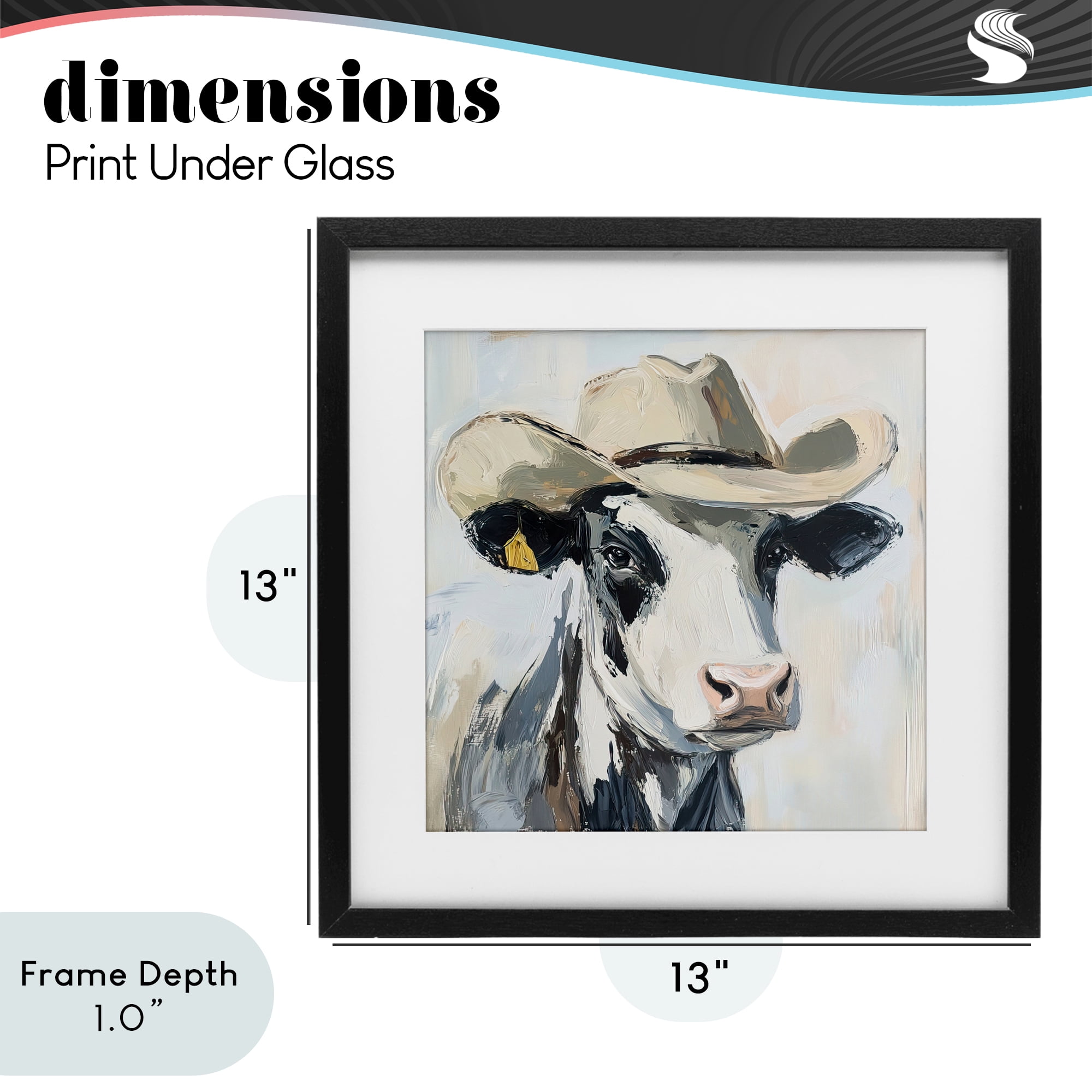 Stupell Industries Cowboy Carl Cow Black Framed Print Under Glass, design by Tina LeCour
