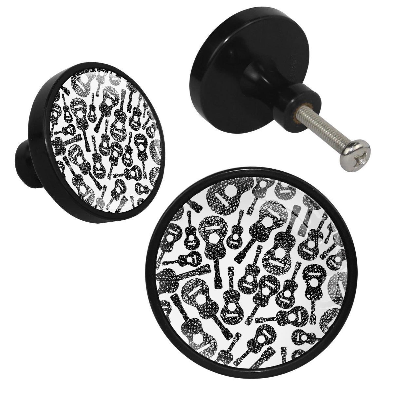 4 Pcs Acoustic Guitars Music Knobs for Kitchen Cabinet Cupboard Dresser Bookcase Drawer Pulls Handles Round Home Decor