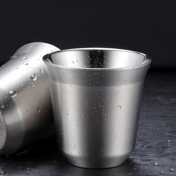 SolTerra 2-Pack Double Wall Stainless Steel Espresso Cups, 86ml (3oz) Insulated Shatterproof Tasting Tumblers for Coffee, Tea, and Wine