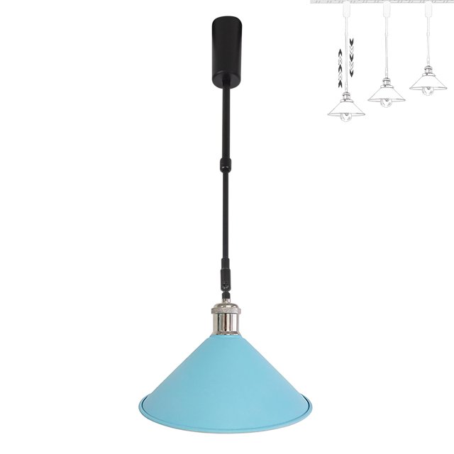 FSLiving Lampe de Piste Réglable en Hauteur Type J Macaron Rétractable avec Tige Télescopique Lampe Réglable Gimbale-Post Juno Lampe de Couverture DIY, Bleu - 1 Lumière