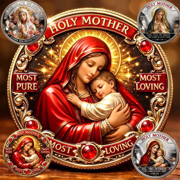 Gold Catholic Holy Coin Resurrection of Christ Double Sided Religious Commemorative Keepsake Protection Gift for Believers
