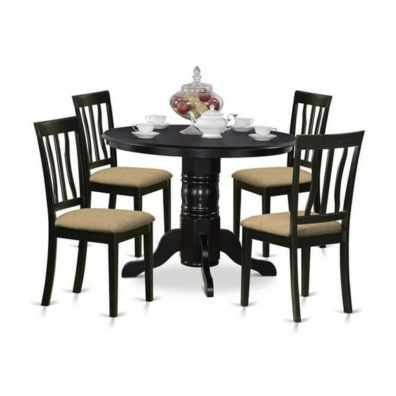 SHAN5-BLK-C 5 Pc Dining room set- Dinette Table and 4 Kitchen Dining Chairs
