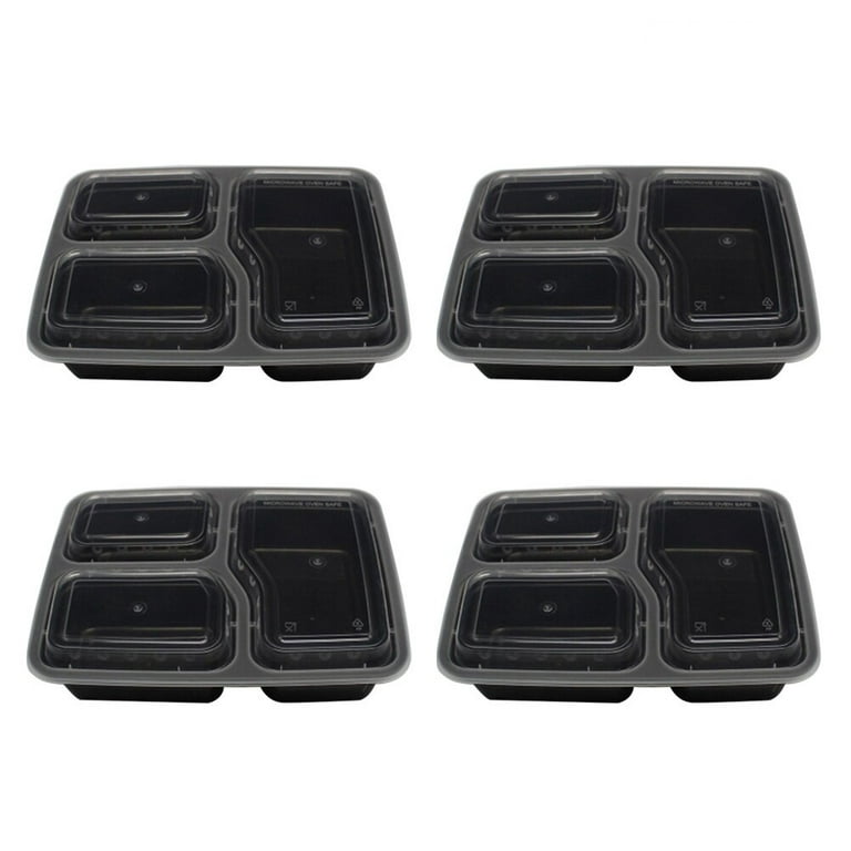 3 Compartment 33 oz. Rectangular Black Containers and Lids, Case of 15 –  CiboWares