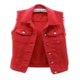 thumbnail image 1 of Women Classic Washed Denim Vest Ladies Sleeveless Solid Color Button Down Jean Jacket S-5XL, 1 of 7