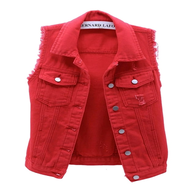 Women Classic Washed Denim Vest Ladies Sleeveless Solid Color Button Down Jean Jacket S-5XL