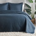 thumbnail image 1 of Juego de colcha Hansleep California King Navy de damasco de 3 piezas, 1 of 6