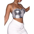 thumbnail image 5 of hirigin Sexy Corset Tops for Women Vintage Goth Underbust Boned Backless Sleeveless Adjustable Spaghetti Straps Bustier(P-Silver Hollow Out,S), 5 of 9